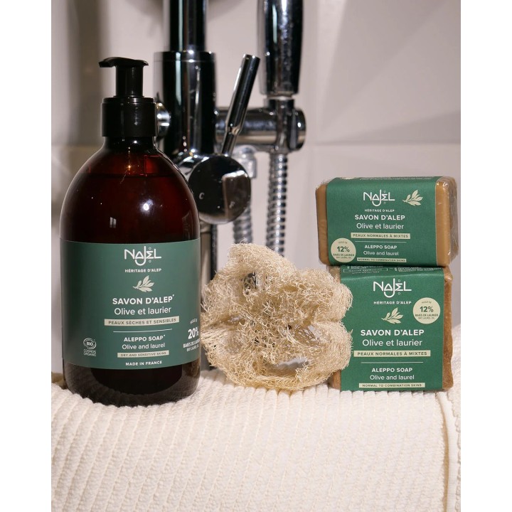 Liquid Aleppo soap 20% BLO certified Cosmos Organic - 16.9 fl.oz - product photo