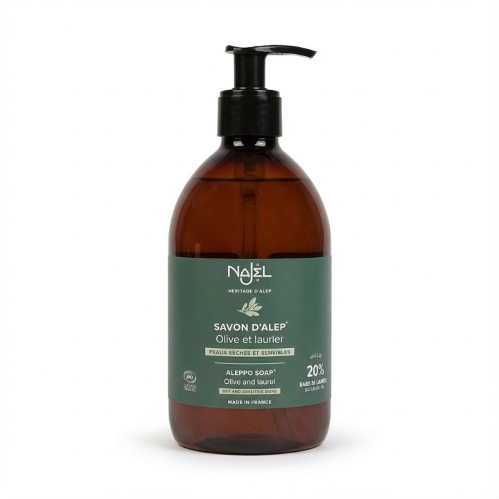 Liquid Aleppo soap 20% BLO certified Cosmos Organic - 16.9 fl.oz - product photo