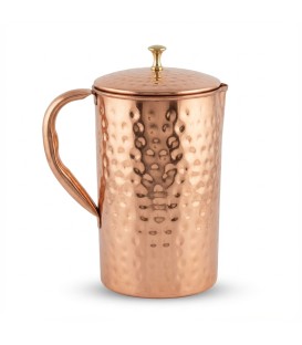 COPPER HAMMERED JUG (BRASS KNOB) 1.5litr [SE 252]