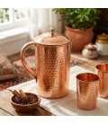 COPPER HAMMERED JUG (BRASS KNOB) 2litr [SE 252] - miniatura 2