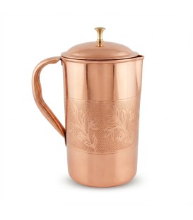COPPER EMBOSSED JUG (BRASS KNOB) 1.5litr [SE 254]