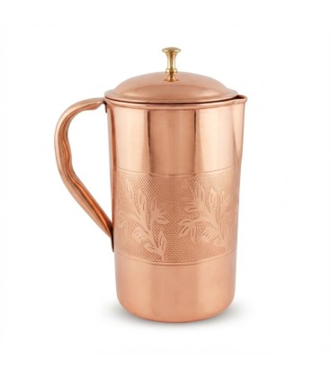 COPPER EMBOSSED JUG (BRASS KNOB) 2litr [SE 254] - zdjęcie główne produktu