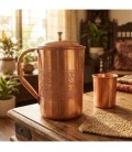 COPPER EMBOSSED JUG (BRASS KNOB) 2litr [SE 254] - miniatura 2