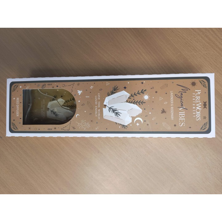 120 ml. Celestial Magic Reed Diffuser in Rectangular Glass Jar with Willow Reeds & Gypsofilia Flowers in Box CSRD120 Magical Vi