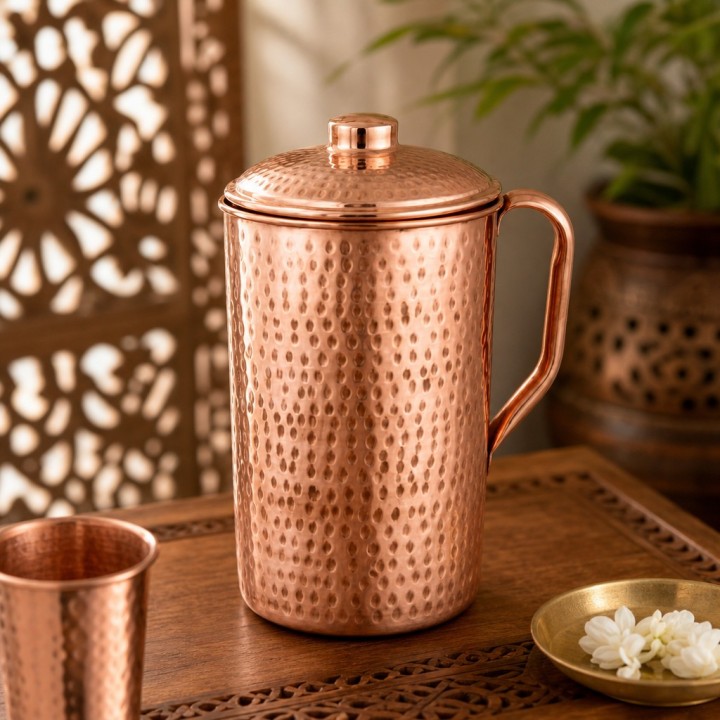 COPPER HAMMERED JUG (COPPER KNOB) 1.5litr [SE 251] - product photo