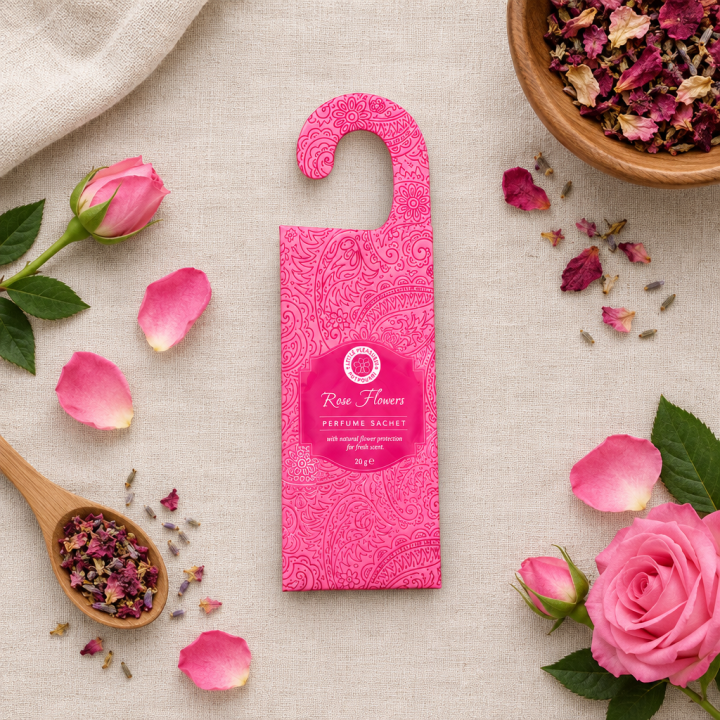 Song of India Potpourri Hanging Sachet with Paisley Design Rose Flower - product photo