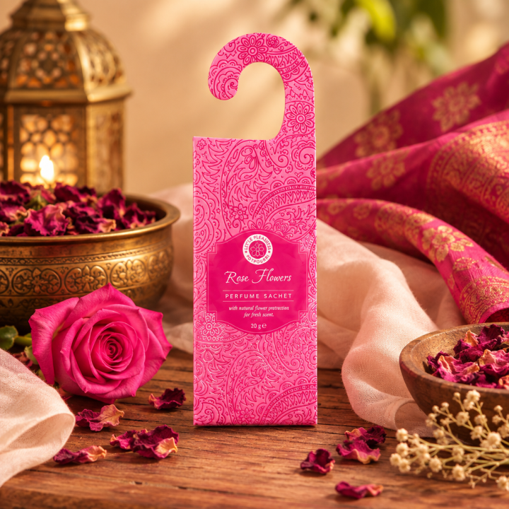 Song of India Potpourri Hanging Sachet with Paisley Design Rose Flower - product photo