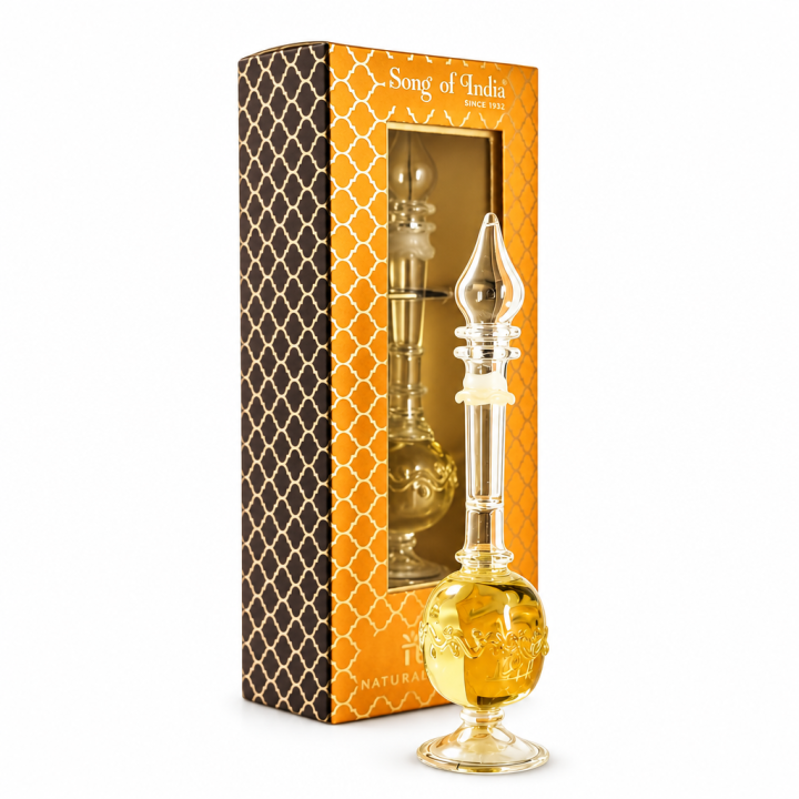 5 ml. Luxurious Veda Perfume Oil in Hand-Blown Glass Bottle Sandalwood & Vetiver - product photo