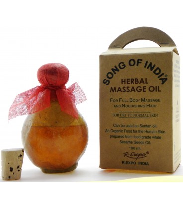Ziołowy olej do masażu z aromatyczną esencją Drzewa Sandałowego, Song of India, 100ml MOL100