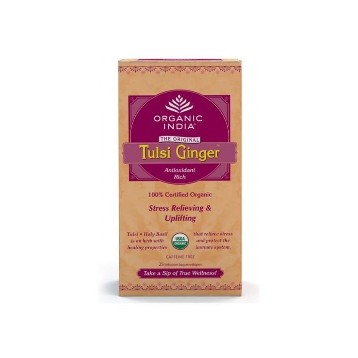 Herbata Ginger Tulsi Tea Organic India 25 torebek