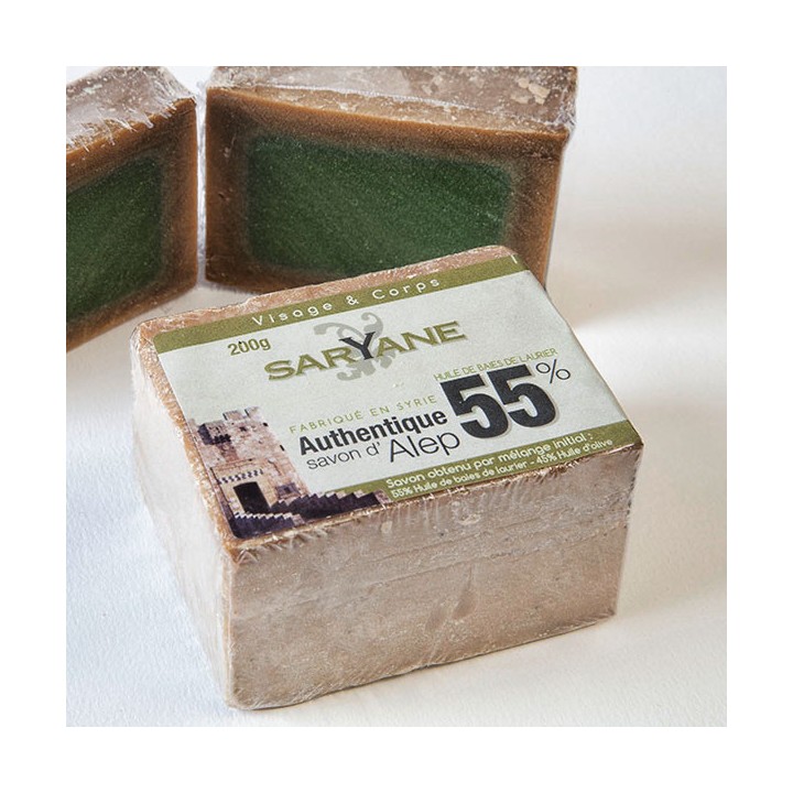 Tradycyjne mydło Aleppo 200g - 55% oleju laurowego, 45% oliwy z oliwek Saryane