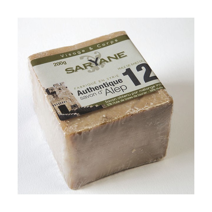 Tradycyjne mydło Aleppo 200g - 12% oleju laurowego, 88% oliwy z oliwek Saryane