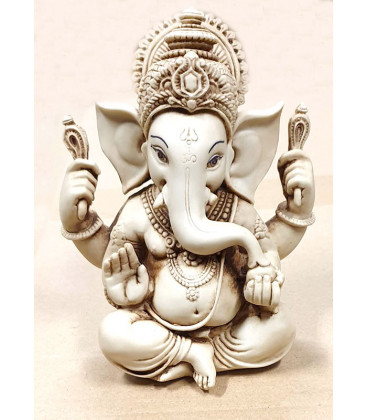 Figurka Ganesha siedzącego Jasny kamień  13 cm