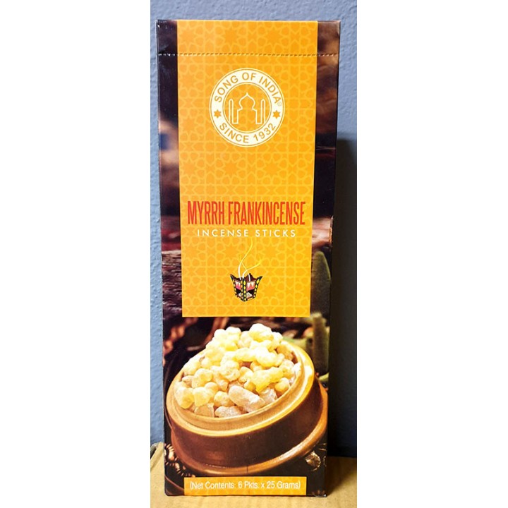 Song of India Incense Sticks Hexagonal Pack, Myrrh Frankincense, 20g