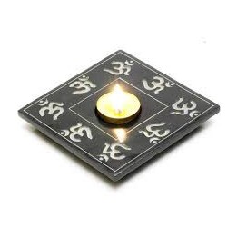 Black Stone Om Candle and Incense Holder 5 IBS3306