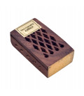 5 g. Nag Champa Amber Fragrant Rock Perfume in Wooden Box Inlaid with Brass Plate RE05-NCA