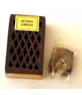 5 g. Myrrh Fragrant Rock Perfume in Wooden Box Inlaid with Brass Plate RE05-MY
