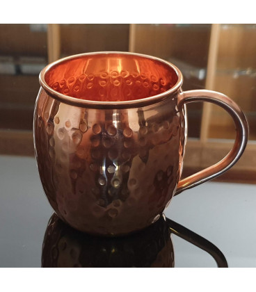 COPPER HAMMERED MUG “C” HANDLE 500ml [SE 312]