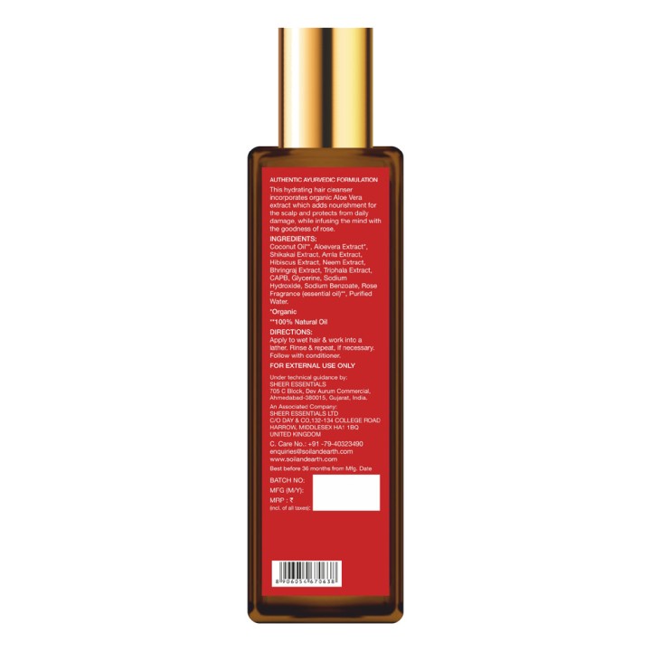 SOIL AND EARTH  NATURAL HAIR CLEANSER  - INDIAN ROSE 200ml