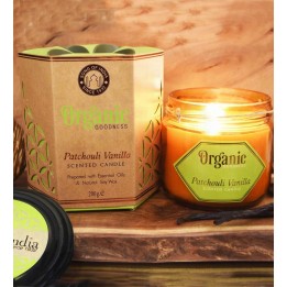 200 g. Organic Goodness Soy Candle in Amber Colored Patchouli Vanilla