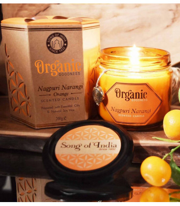 Świeca sojowa z olejkiem eterycznym - Nagpuri Narangi Pomarańcza 200 g. Organic Goodness