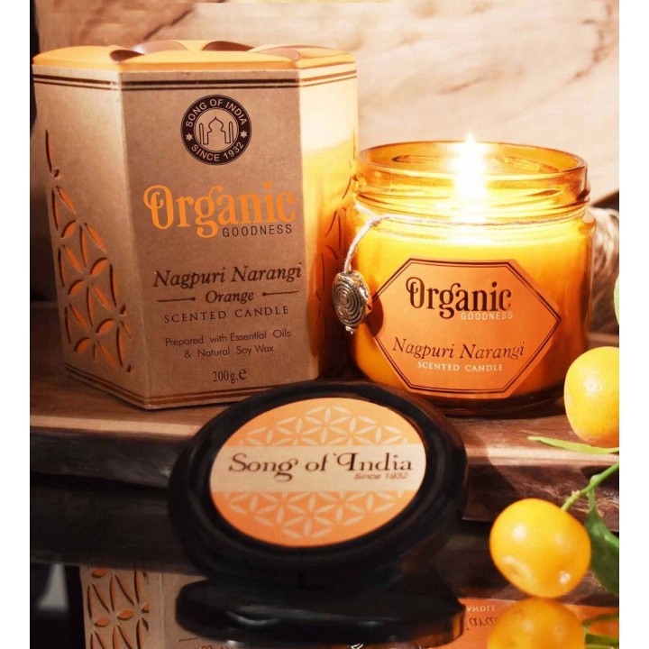 200 g. Organic Goodness Soy Candle in Amber Colored Orange