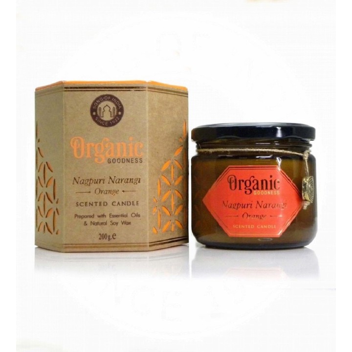 200 g. Organic Goodness Soy Candle in Amber Colored Orange