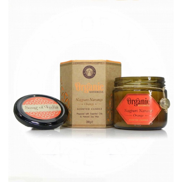 200 g. Organic Goodness Soy Candle in Amber Colored Orange
