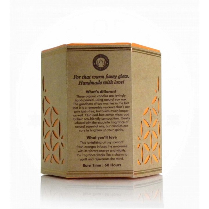 200 g. Organic Goodness Soy Candle in Amber Colored Orange