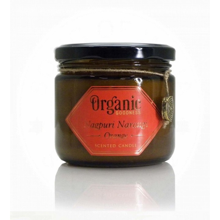 200 g. Organic Goodness Soy Candle in Amber Colored Orange