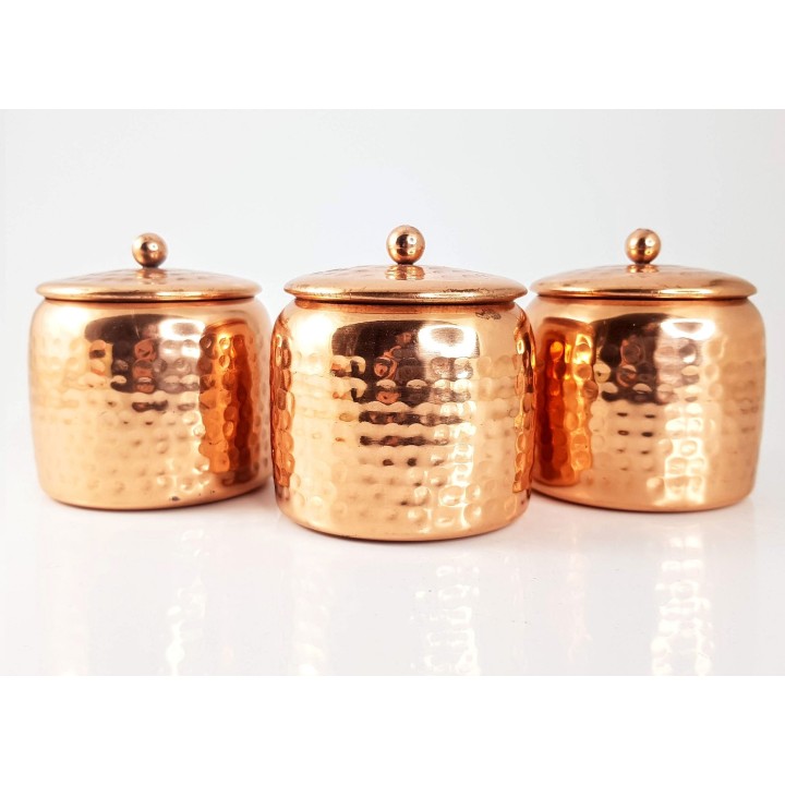 3 100 g. Luxurious Veda Scented Candle in Copper PlatedMetal Jar with Lid (Set of 3)Tuberose Jasmine (Vata)