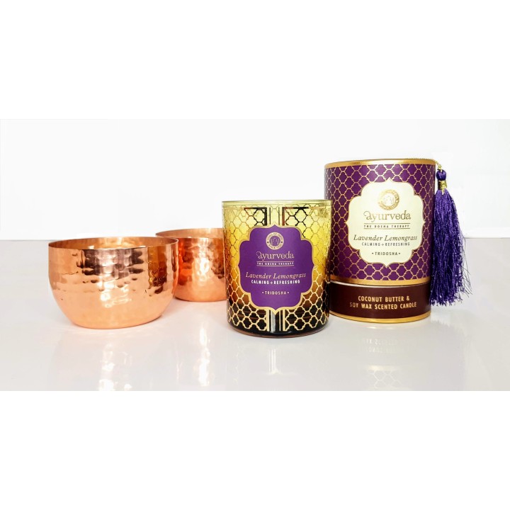 200 g. Luxurious Veda Scented Candle in Brown Colored LavenderLemongrass (Tridosha)-Assorted