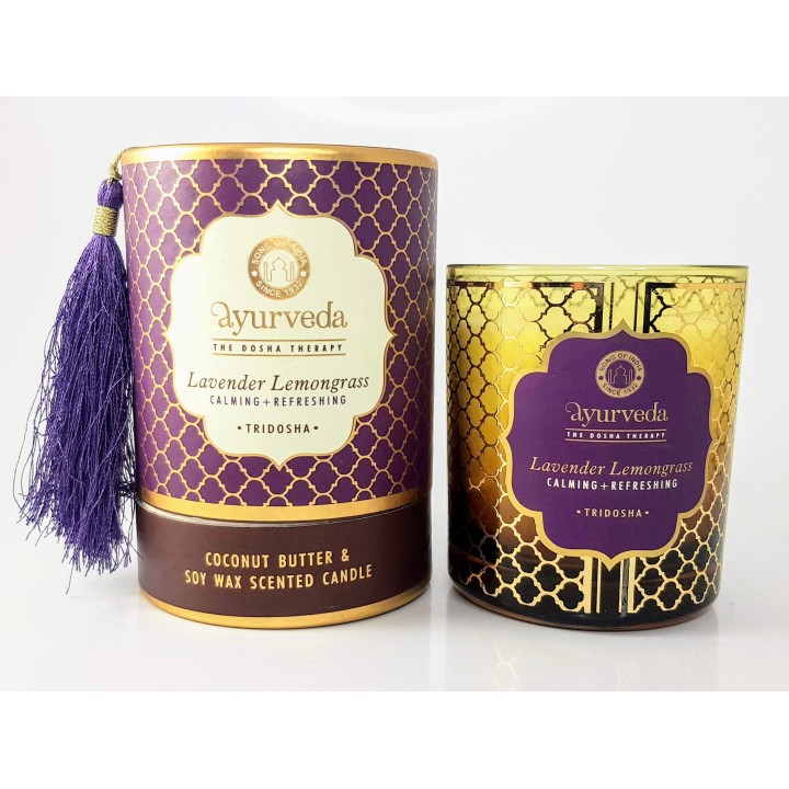 200 g. Luxurious Veda Scented Candle in Brown Colored LavenderLemongrass (Tridosha)-Assorted