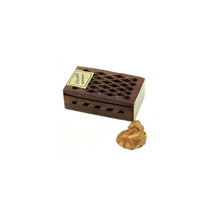 5 g. Oudh Amber Fragrant Rock Perfume in Wooden Box Inlaid with Brass Plate RE05-OOM