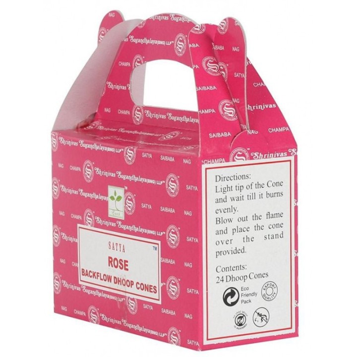Satya Rose backflow incense cones in pack of 24 piece...