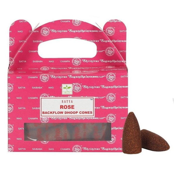 Satya Rose backflow incense cones in pack of 24 piece...