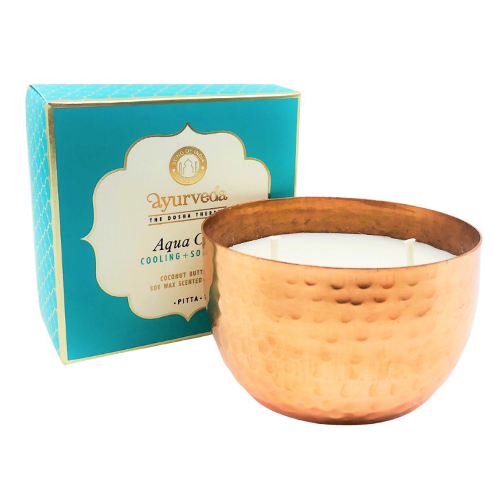 200 g. Luxurious Veda Scented Candle in Copper Plated Aqua Oud (Pitta)