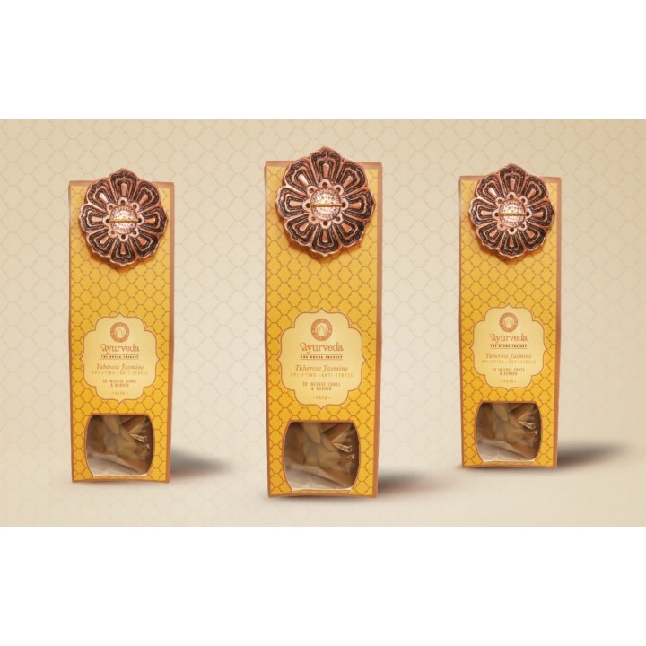 Luxurious Veda 20 Incense Cones with Metal Hanging Aqua Oud (Pitta)