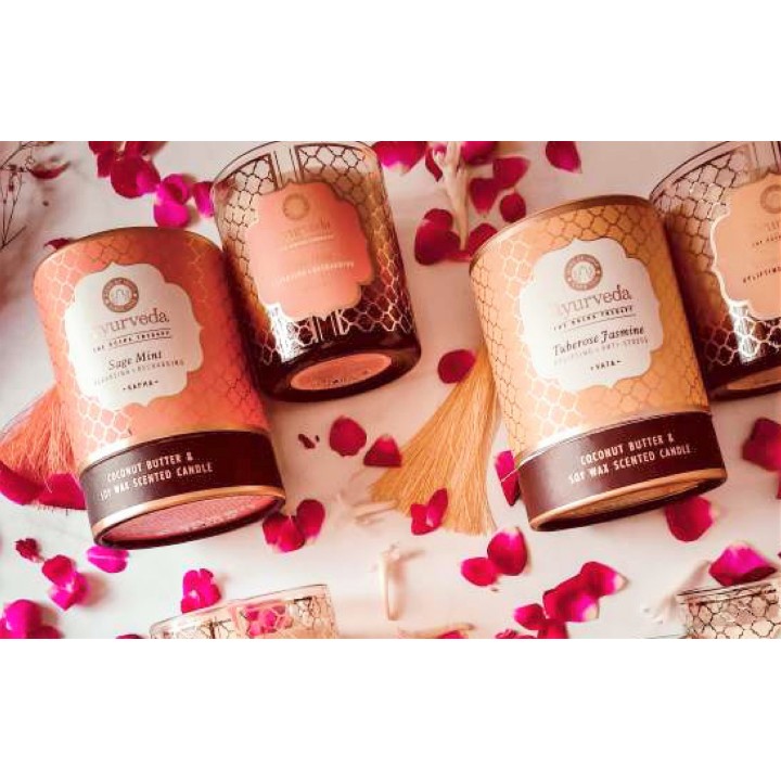 200 g. Luxurious Veda Scented Candle in Brown Colored Sage Mint (Kapha)